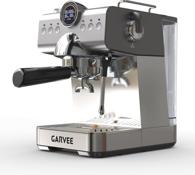 Acekool Espressomaschine mit 20 Bar Druck, 1200W Kaffeemaschine mit Thermoblock, Milchaufschäumer und 1,5 l Wassertank, Silber/Edelstahl - Bild 1