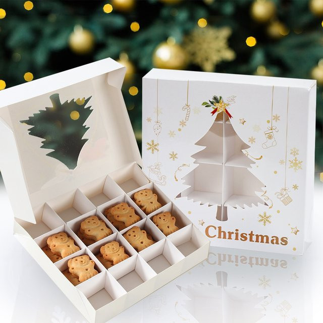 Weiße Weihnachts-Geschenkboxen aus Papier für Kekse und Süßigkeiten zur Weihnachtsdekoration - Bild 1