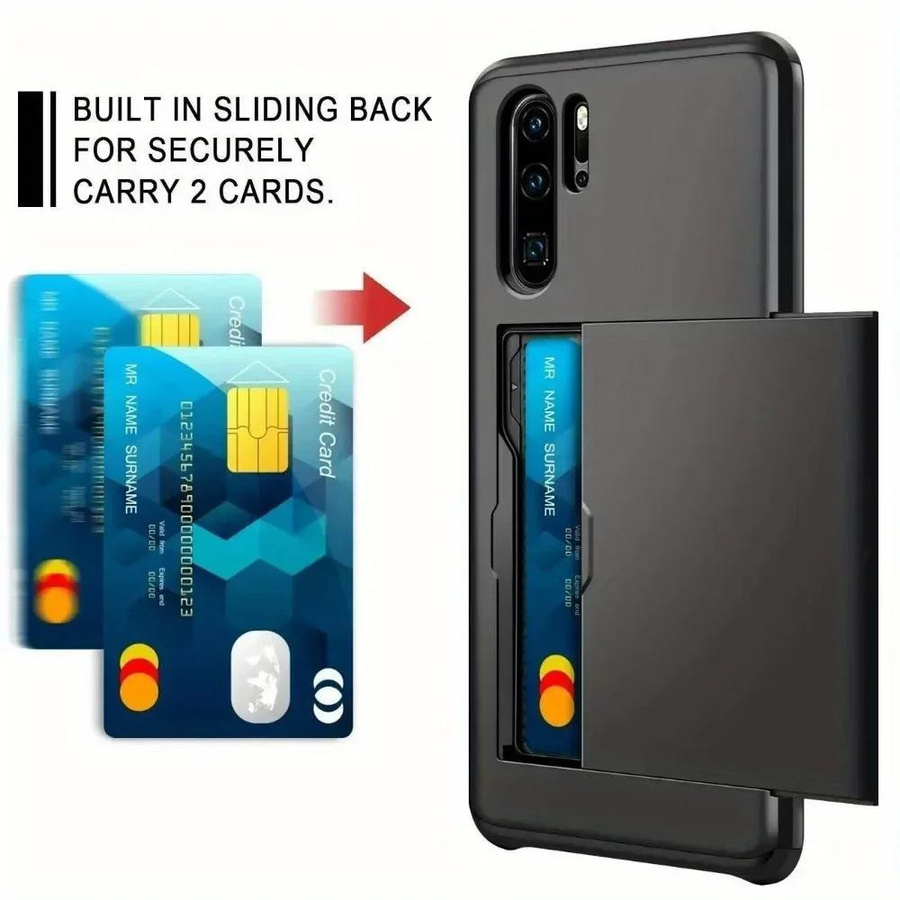 Stoßfeste Portemonnaie Hülle für Huawei P30 Pro mit verstecktem Kartenfach in Schwarz - Bild 4