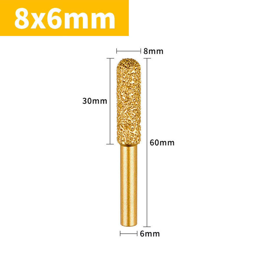 Vibratite Diamant Schleifkopf mit 6 mm Rundschaft für Metall und Stein zum Gravieren, Polieren und Gratentfernen, Goldfarben, Durchmesser 8-25 mm - Bild 2