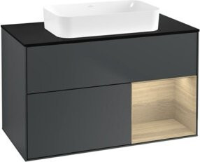 V&B Waschtischunterschrank Finion Wandbeleuchtung in Ocean Matt Lackiert, Breite: 100 cm, Tiefe: 60,3 cm - Bild 1