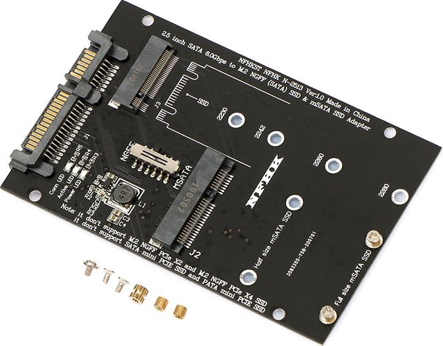 JETTING 2 in 1 Konverter Karte NGFF MSATA SSD zu SATA 3,0 Adapter für PC und Laptop, Schwarz - Bild 1