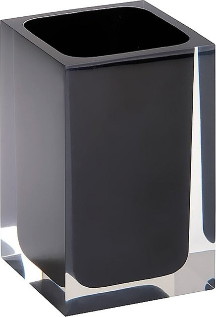 Brillantbad BISTA Glashalter aus Polyresin in Schwarz, freistehend für Bad und Küche, B/T/H: 7,2 x 11,0 x 7,2 cm - Bild 1
