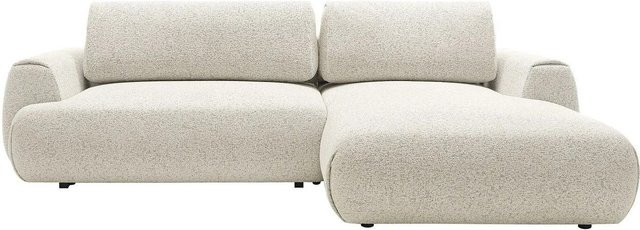 Vente-unique Schlafsofa Monelia in Beige mit L-Form und meliertem Stoff, Breite: 270 cm - Bild 1