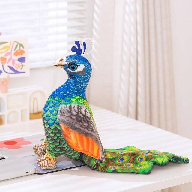 Cartoon Simulation Pfau Puppe Plüschtier, 28cm, Bunt / Mehrfarbig - Bild 1