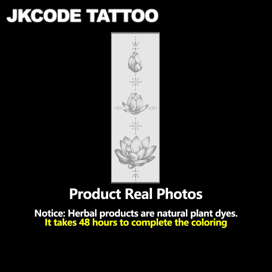 JKCODE TATTOO Temporäre Tattoo-Aufkleber, Lotus-Design, wasserfest - Bild 3