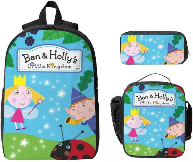 Ben und Hollys Königreich Schulset mit Rucksack, Federmäppchen und Brotdose für Mädchen und Jungen, 3-teilig, mehrfarbig von Fancy Style Studio - Bild 1