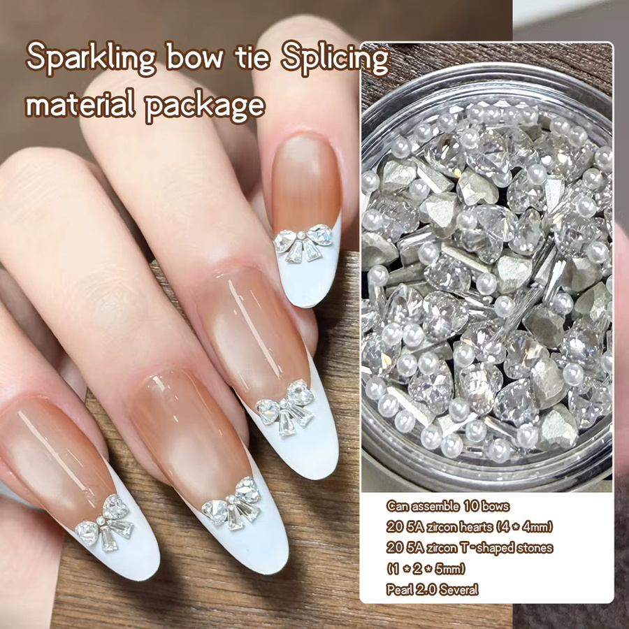 Kaniu Zirkonia Nageldekorationsmaterial, Schleifenverzierung, Glänzend - Bild 3
