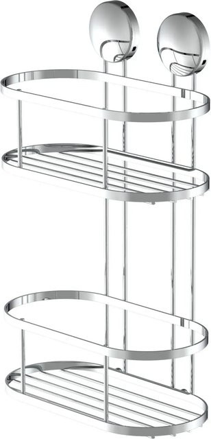Eisl Duschablage für die Wand ohne Bohren aus verchromtem Edelstahl in Silber, 2 Etagen, B: 35,5 cm, T: 11,6 cm, H: 25,0 cm - Bild 1