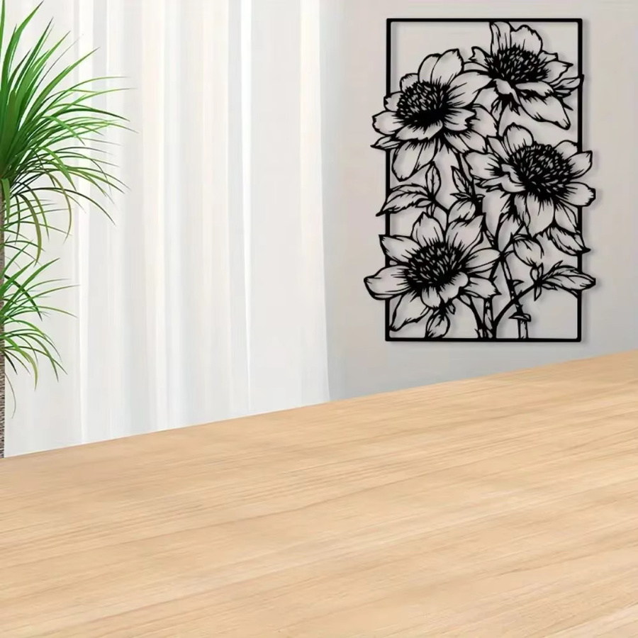 CIFBUY Vintage Wandkunst aus Metall mit floralem Design in Schwarz als Oster-Ornament - Bild 5