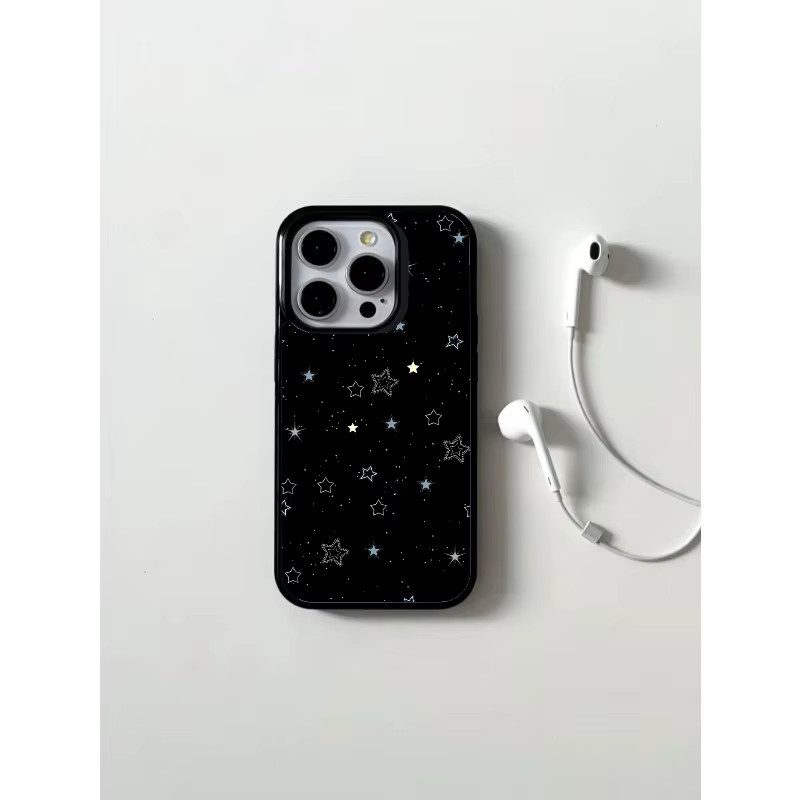 Ins STARS TPU-Anti-Drop-Handyhülle mit Sternen-Print für iPhone 11 bis iPhone 17 Pro Max in Schwarz - Bild 2