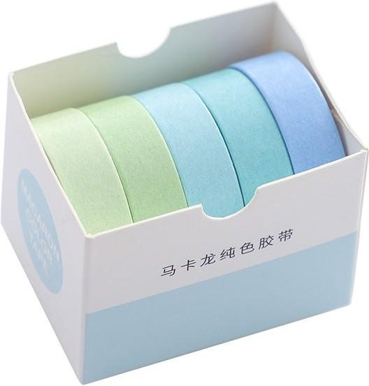 Card Lover Basic Series Washi Tape Set mit 5 Rollen in Morandi Farben Blau und Multicolour für Scrapbooking und Journaling - Bild 1