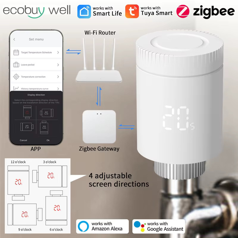 Tuya Zigbee 3.0 Smart Home Thermostatventil in Weiß für Alexa und Google Home - Bild 2
