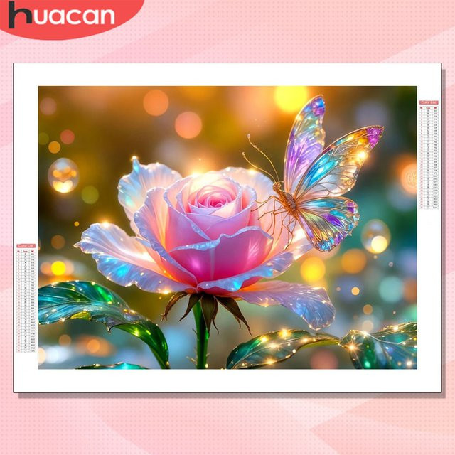 HUACAN Diamantmalerei Rosenblüte 5D DIY Kunstset mit Rundsteinen, Multicolour, Breite: 20,0 cm, Höhe: 30,0 cm - Bild 1