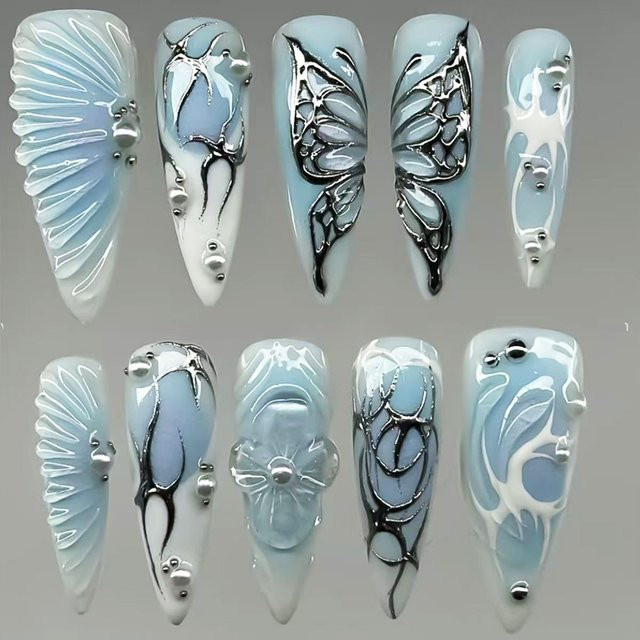 YADORNOS Press On Nails, 10 Stück, Mandelform, Glänzend, Unisex - Bild 1