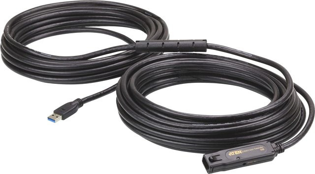 ATEN USB-Verlängerungskabel USB 3.2 Gen 1 Typ A (M) auf Typ A (W) mit Verriegelung, Schwarz, 15 m - Bild 1