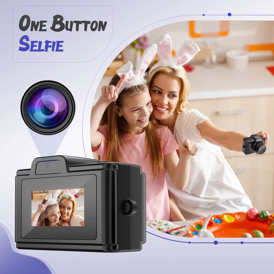 POVCAN E9 Mini-Schlüsselanhänger-Kamera in Schwarz mit HD 1080P Bildschirm und integrierter Lampe als ultra-kompakter Videorekorder - Bild 4