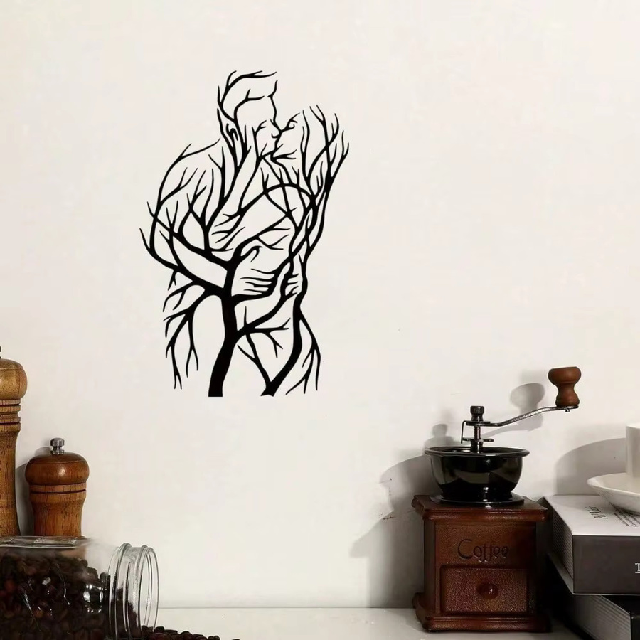 CIFBUY Metall-Wandkunst Skulptur Baum der Liebe in Schwarz als abstraktes Vintage-Heimdekor - Bild 2
