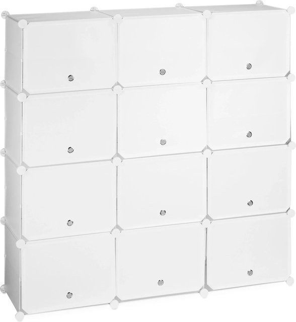 Relaxdays Schuhschrank Stecksystem aus Kunststoff und Metall in Weiß mit 24 Fächern B: 125 cm, H: 125 cm, T: 32 cm - Bild 1