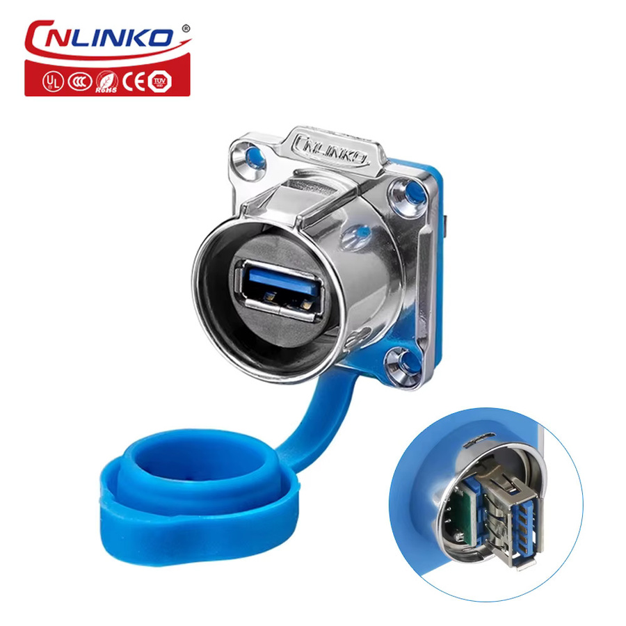CNLINKO M24 Wasserdichte USB 2.0/3.0 Buchse zur Panelmontage mit USB-A und USB-C in Silber für Automobil, Marine und Outdoor - Bild 2