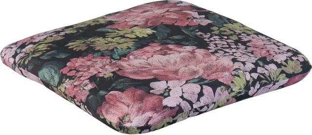 Angerer Sitzkissen Dresden Schwarz mit Blumenmuster B/T/H: 42 x 42 x 6 cm - Bild 1