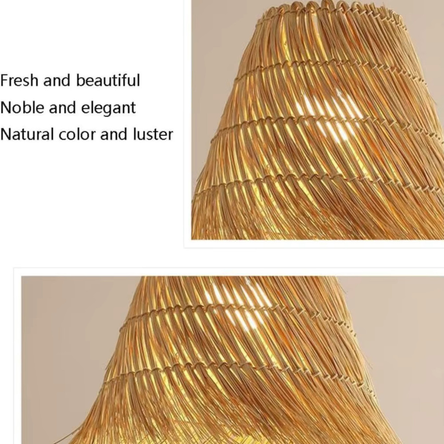 JOYINLED Rattan Pendelleuchte im rustikalen Design für Wohnzimmer, Schlafzimmer und Küche, E27, Durchmesser: 50 cm - Bild 3