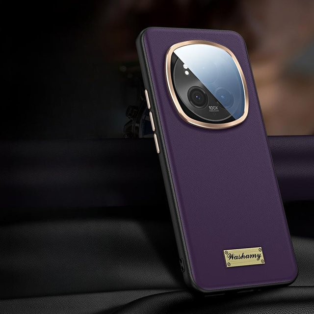 Honor Magic6 Pro Handyhülle aus Leder in Lila mit Rundumschutz und Ständerfunktion - Bild 1