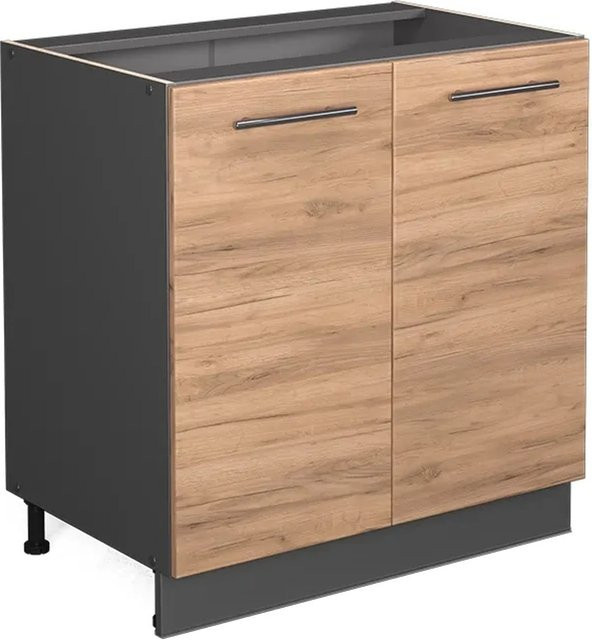 Vicco Küchenunterschrank Fame-Line Anthrazit Eiche mit Drehtür und Einlegeboden B/T/H: 80 x 52 x 82 cm - Bild 2