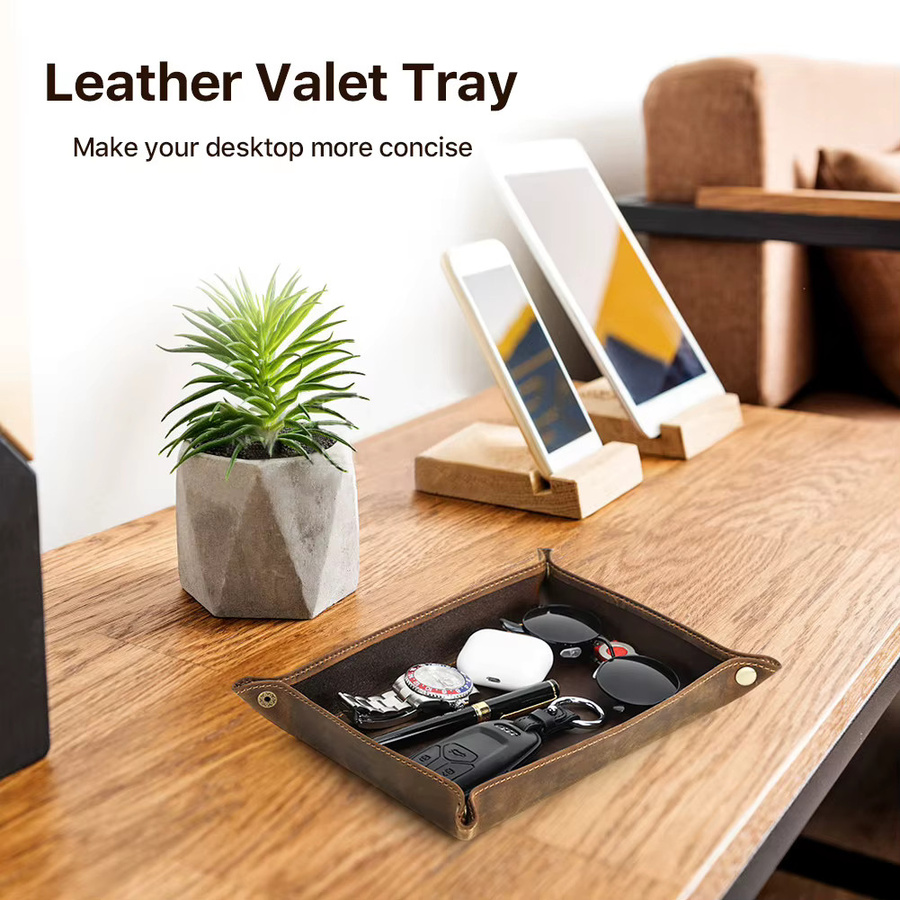 Faltbarer Ablage-Organizer aus braunem Crazy-Horse-Leder für Kosmetik, Schmuck und Kleinteile - Bild 6