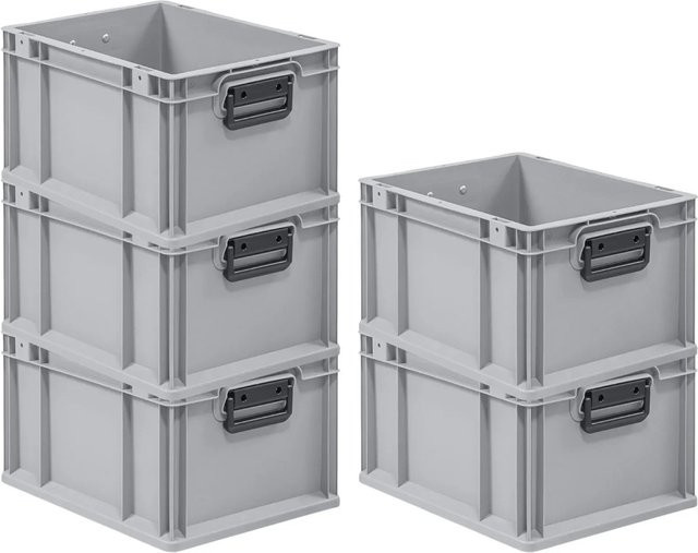 PROREGAL Spar Set 5x Eurobox Nextgen Portable Duo Transportbehälter Grau H x B x T: 22 x 30 x 40 cm, 20 Liter - Bild 1