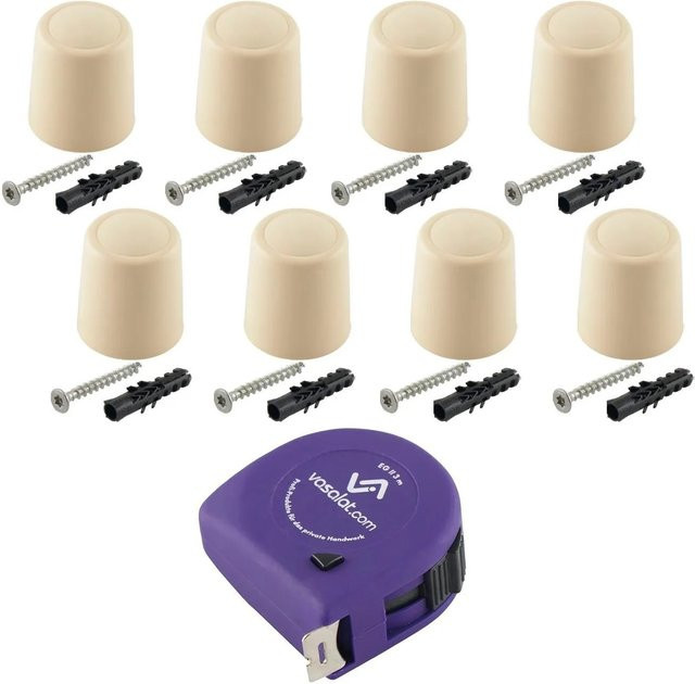 vasalat Set Türstopper für Boden und Wand zum Schrauben, Farbe Elfenbein, Durchmesser: 30 mm, Höhe: 32 mm - Bild 1
