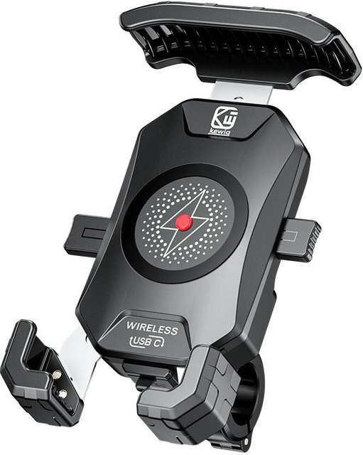 VODOOL Kabelloses Ladegerät und Smartphone Halterung für Motorrad und E-Bike mit 15W Schnellladung und USB-C, Schwarz - Bild 1