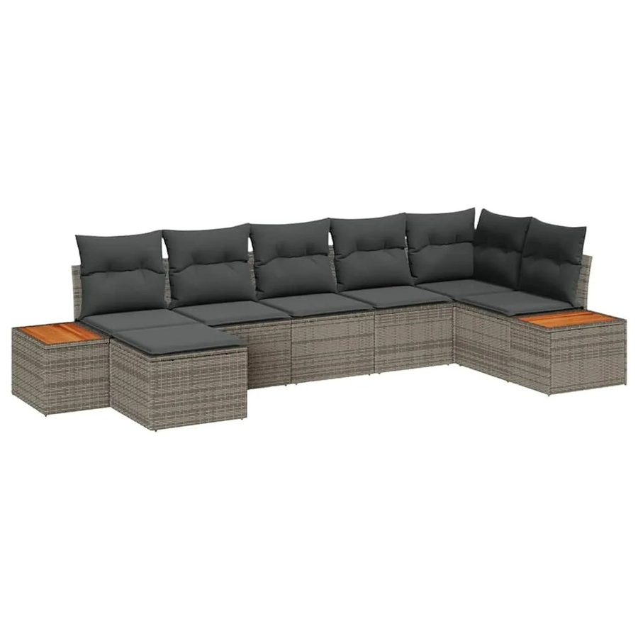 vidaXL Gartensofa-Set aus Polyrattan in Grau mit Kissen und integriertem Stauraum - Bild 2