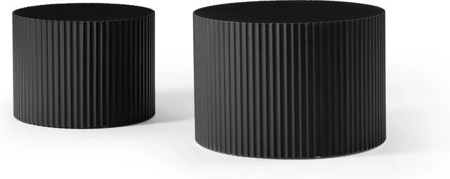 okwish Nesting Couchtisch Set aus MDF in Schwarz, rund und modern, B/T/H: 60 x 60 x 40 cm - Bild 1