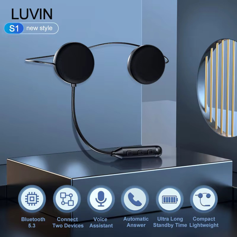 Freedconn LUVIN S1 Bluetooth 5.3 Motorradhelm-Headset in Schwarz mit In-Ear Kopfhörern und kabelloser Stereo Intercom Freisprecheinrichtung - Bild 2