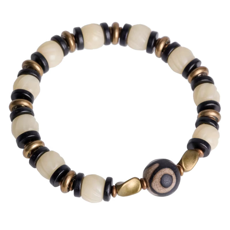 reikinn Armband, weiß, Tierknochen, Ebenholz, Bronze, Unisex - Bild 4