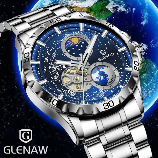 GLENAW Armbanduhr, Automatik, Edelstahl, Blau, Herren - Bild 1