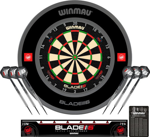 Winmau Blade 6 Triple Core Dartboard Dartscheibe mit Zubehör-Set