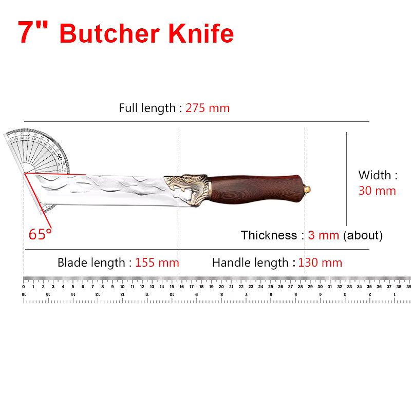 InLeung Chefmesser aus geschmiedetem Edelstahl mit Holzgriff, 17,78 cm, Silber - Bild 2