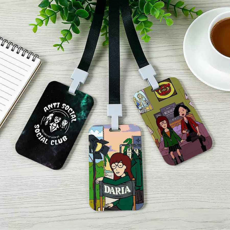 D-Darias Kartenhalter mit Lanyard im Cartoon-Design, Namensschild-Hülle und Arbeitsausweis-Etui, Multicolor - Bild 2