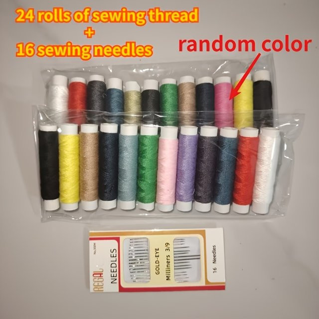 40-teiliges Nähgarn-Set mit 24 Rollen Garn und 16 Nadeln in Multicolour für DIY-Reparaturen - Bild 1