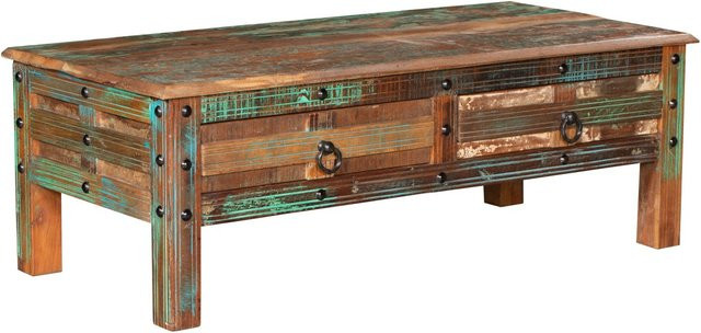 DELUKE Couchtisch ODIN aus Mangoholz in Van Dyck Braun, rechteckiger Wohnzimmertisch im Used-Look, B/T/H: 40 x 55 x 115 cm - Bild 1