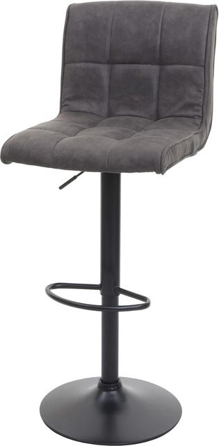 PROREGAL Barhocker höhenverstellbar mit Lehne in Dunkelgrau, Vintage Wildlederimitat, Sitzhöhe: 64-85 cm - Bild 1
