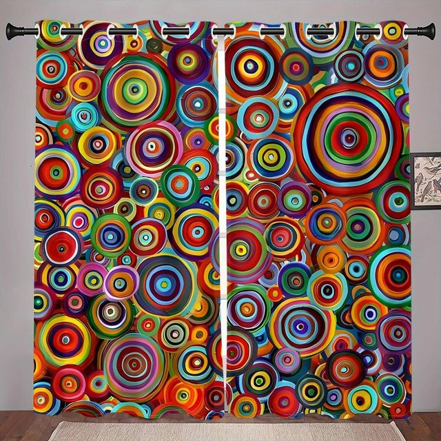 Baifenbai Home Furnishing Vorhänge im Boho-Stil mit geometrischem Punktmuster, 2er-Set, Mehrfarbig, B: 35 cm, H: 100 cm - Bild 1
