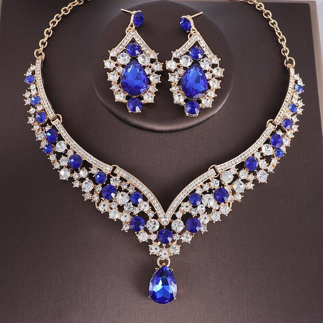 Wucifang Jewelry Schmuck-Set, Halskette und Ohrringe, Kupfer, gray, Zirkonia, Kristall, Damen - Bild 1