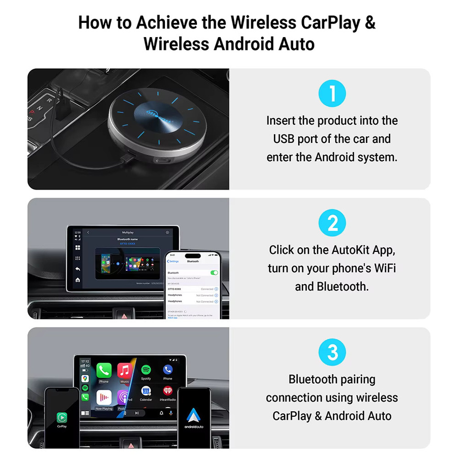 OTTOCAST P3 Android AI Box mit HDMI Out für Wireless CarPlay und Android Auto in Schwarz - Bild 5