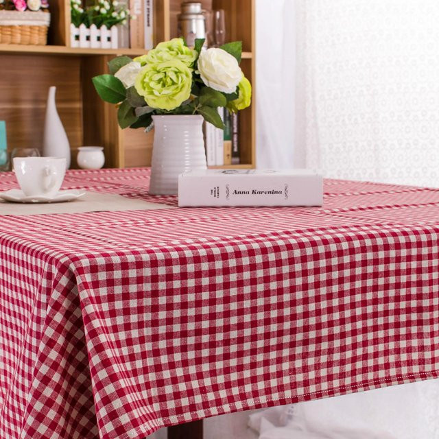 Dekorative Tischdecke von JMG Household Supplies aus Leinen und Baumwolle mit Karomuster in Rot, Rechteckig, B/T: 90 x 90 cm - Bild 1