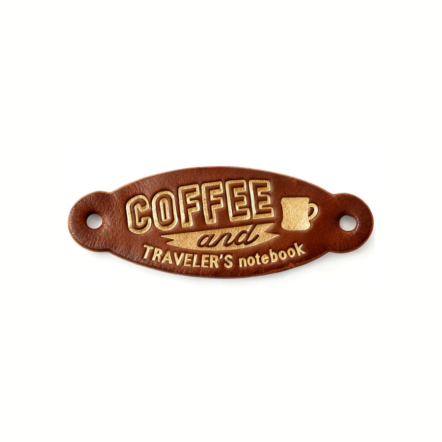 AIGUONIU Leder Aufnäher für Reise-Notizbücher in Braun mit Kaffee-Motiv, B: 6 cm, H: 2,3 cm - Bild 3