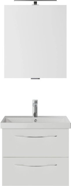 Pelipal Badmöbel-Set Serie 4035, 3-teilig, Weiß Glanz, bestehend aus Waschtisch, Waschtischunterschrank und Spiegelschrank mit LED-Beleuchtung - Bild 1