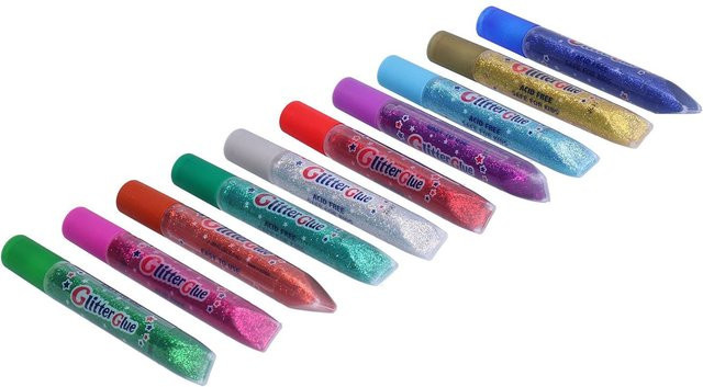 GoolRC Glitzerklebestifte für Kinder, auswaschbar, 10er-Pack in Gold, Blau und Bunt - Bild 1